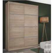 Skriňa s posúvacími dverami, dub sonoma/sivá, MERINA 150