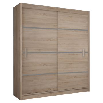 Skriňa s posúvacími dverami, dub sonoma/sivá, MERINA 203