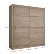 Skriňa s posúvacími dverami, dub sonoma/sivá, MERINA 203