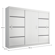 Skriňa s posúvacími dverami, biela/čierna, MERINA 250