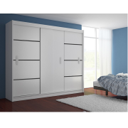 Skriňa s posúvacími dverami, biela/čierna, MERINA 250