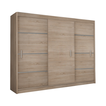 Skriňa s posúvacími dverami, dub sonoma/sivá, MERINA 250