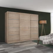 Skriňa s posúvacími dverami, dub sonoma/sivá, MERINA 250