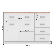 Komoda 2d5s, biela/dub sonoma, TOPTY TYP 08