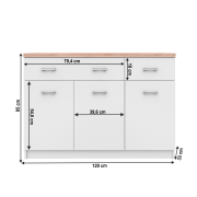 Komoda 3d2s, biela/dub sonoma, TOPTY TYP 07