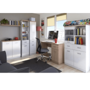 PC stôl 1D1S, biela/dub sonoma, TOPTY TYP 09