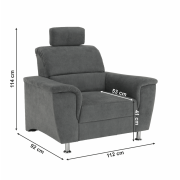 Kreslo, sivá látka, SANTIAGO