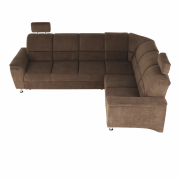 Rozkladacia sedacia súprava, hnedá látka, pravá, SANTIAGO