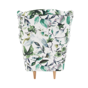 Kreslo ušiak, látka vzor zelené lístie, CHARLOT