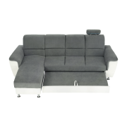 Roh malý, ekokoža biela/látka sivá, ľavá, SANTIAGO