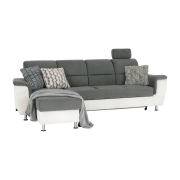 Roh malý, ekokoža biela/látka sivá, ľavá, SANTIAGO