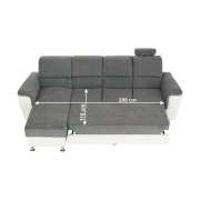 Roh malý, ekokoža biela/látka sivá, ľavá, SANTIAGO