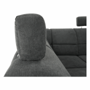 Sedacia súprava, ekokoža čierna/látka tmavosivá, ľavá, SANTIAGO U