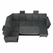 Sedacia súprava, ekokoža čierna/látka tmavosivá, ľavá, SANTIAGO U