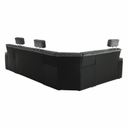 Sedacia súprava, ekokoža čierna/látka tmavosivá, ľavá, SANTIAGO U