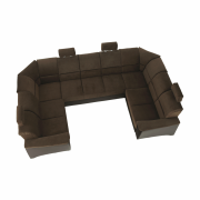 Sedacia súprava, ekokoža hnedá/látka hnedá, SANTIAGO U VEĽKÝ