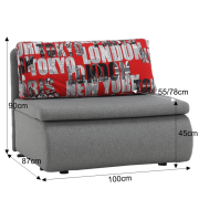 Rozkladacie kreslo, sivá, KENY NEW