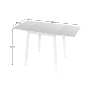 Jedálenský stôl, MDF fóliovaná/kov, biela, 60-120x60 cm, MAURO