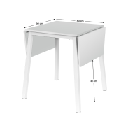 Jedálenský stôl, MDF fóliovaná/kov, biela, 60-120x60 cm, MAURO