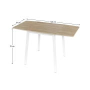 Jedálenský stôl, MDF fóliovaná/kov, dub sonoma/biela, 60-120x60 cm, MAURO