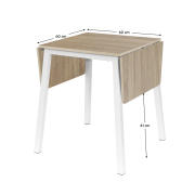 Jedálenský stôl, MDF fóliovaná/kov, dub sonoma/biela, 60-120x60 cm, MAURO