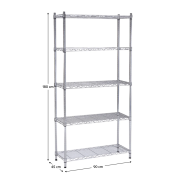 Regál, 5-policový, chróm, JUVEN