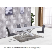 Jedálenský stôl, biela/biela extra vysoký lesk HG, 160-220x90 cm, KROS