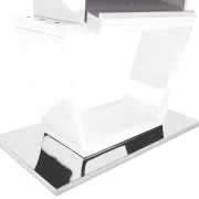 Jedálenský stôl, rozkladací, biela extra vysoký lesk/oceľ, 160-220x90 cm, PERAK