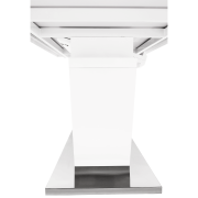 Jedálenský stôl, rozkladací, biela extra vysoký lesk/oceľ, 160-220x90 cm, PERAK