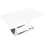 Jedálenský stôl, rozkladací, biela extra vysoký lesk/oceľ, 160-220x90 cm, PERAK