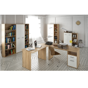 Skriňa s regálom, dub sonoma/biela, MAURUS NEW MA52