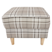 Kreslo ušiak s taburetom, látka hnedé káro/buk, ASTRID