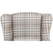 Kreslo ušiak s taburetom, látka hnedé káro/buk, ASTRID