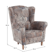 Kreslo ušiak, látka vintage hnedá, CHARLOT