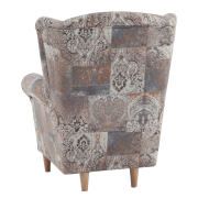 Kreslo ušiak, látka vintage hnedá, CHARLOT