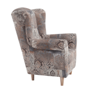 Kreslo ušiak, látka vintage hnedá, CHARLOT