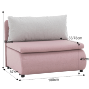 Rozkladacie kreslo, ružová/svetlosivá, KENY NEW