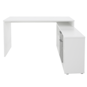 PC stôl, biela/betón, NOE NEW