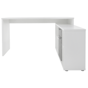 PC stôl, biela/betón, NOE NEW