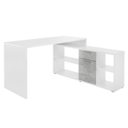 PC stôl, biela/betón, NOE NEW