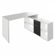 PC stôl, biela/čierna, NOE NEW