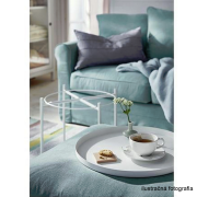 Príručný stolík s odkladacou táckou, biela, DERIN