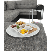 Príručný stolík s odkladacou táckou, biela, DERIN