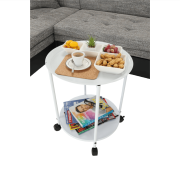 Príručný stolík s odkladacou táckou, biela, DERIN