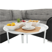 Príručný stolík s odkladacou táckou, biela, DERIN