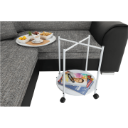 Príručný stolík s odkladacou táckou, biela, DERIN