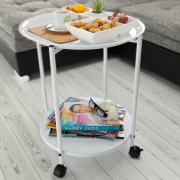 Príručný stolík s odkladacou táckou, biela, DERIN