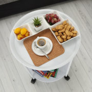 Príručný stolík s odkladacou táckou, biela, DERIN