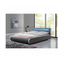 Manželská posteľ s RGB LED osvetlením, sivá, 160x200, DULCEA