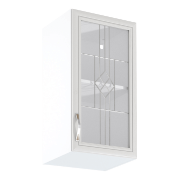 Horná skrinka G40S so sklom, pravá, biela/sosna Andersen, SICILIA